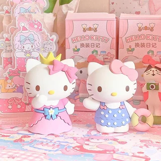 8 ชิ้น/ชุด ฟิกเกอร์ Sanrio Kitty ขนาด 6-7 ซม. ไดอารี่เจ้าหญิงน่ารัก ชุดแต่งตัว อนิเมะ โมเดลของเล่น ของตกแต่งเดสก์ท็อป