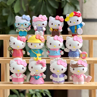 8 ชิ้น/ชุด ฟิกเกอร์ Sanrio Kitty ขนาด 6-7 ซม. ไดอารี่เจ้าหญิงน่ารัก ชุดแต่งตัว อนิเมะ โมเดลของเล่น ของตกแต่งเดสก์ท็อป