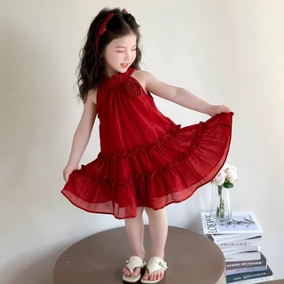 jqk ชุดเดรส กระโปรงเด็กผู้หญิง (สีแดง) รุ่น LL102