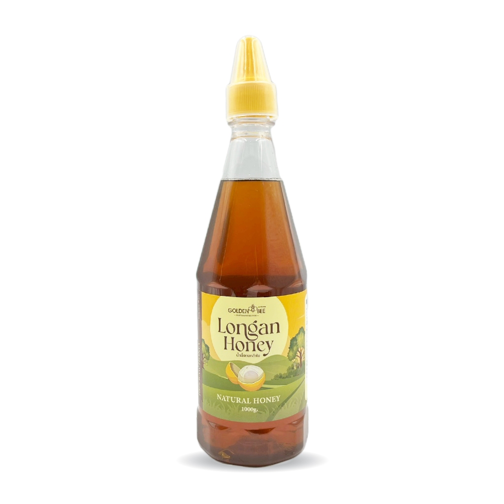 น้ำผึ้งดอกลำไย ขนาด 1,000g. ขวดสะดวกใช้ Longan Honey แบรนด์ Golden Bee