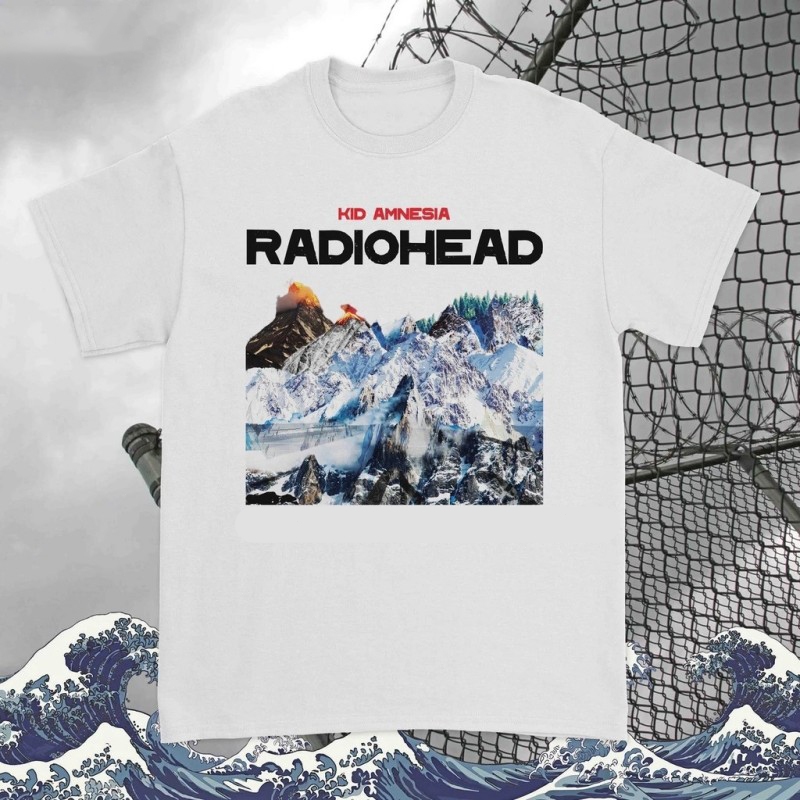เสื้อยืดแขนสั้นคอกลมสำหรับผู้ชาย ลายโลโก้ Radiohead Kid Amnesiac - เสื้อยืดวงดนตรีS-3XL