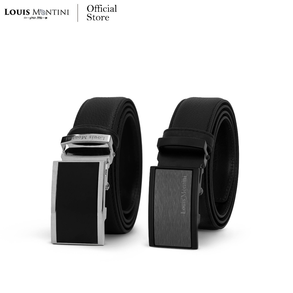 Louis Montini (Sanchez) เข็มขัดผู้ชาย Men Belt เข็มขัดหนังวัวแท้หัวออโต้เมติก MGN376