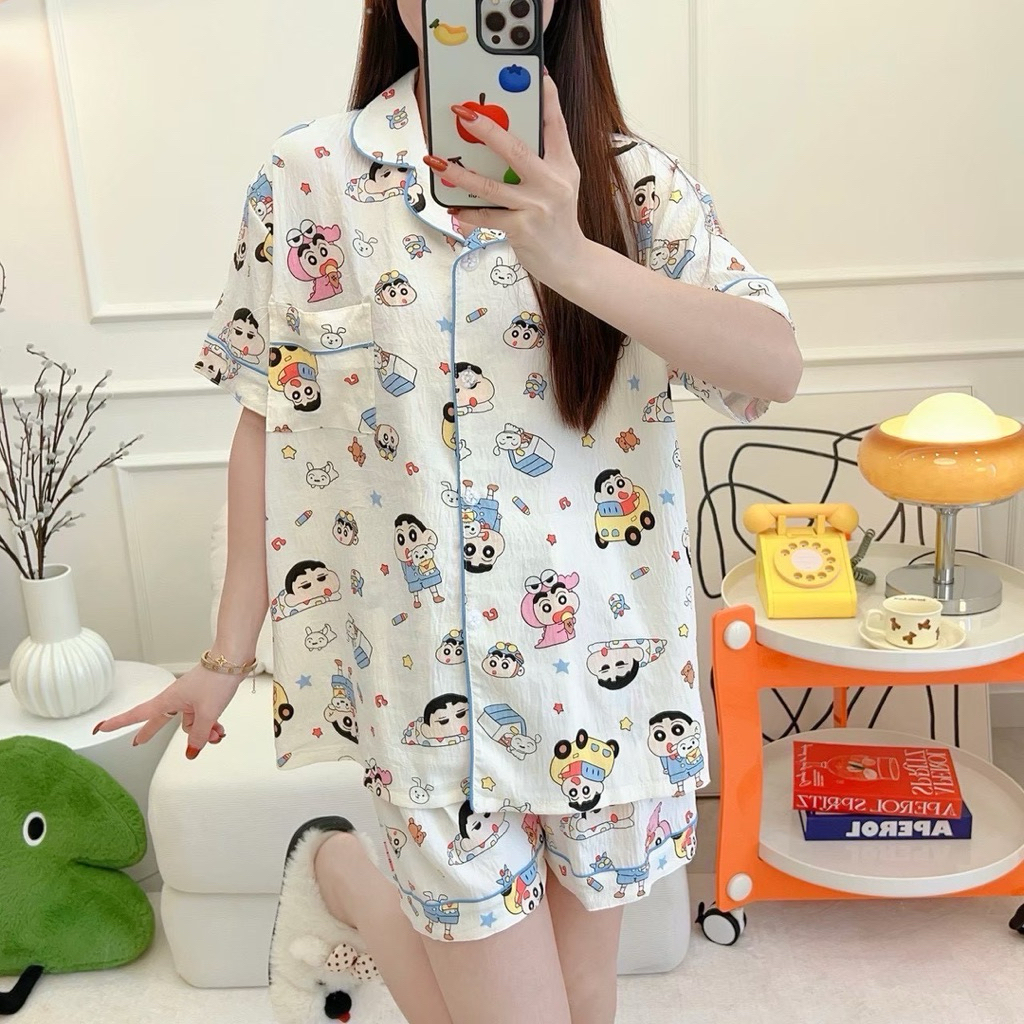 ชุดนอนผ้าไหมญี่ปุ่น แขนสั้น_ขาสั้น Size Free อก44 – โปรปัง