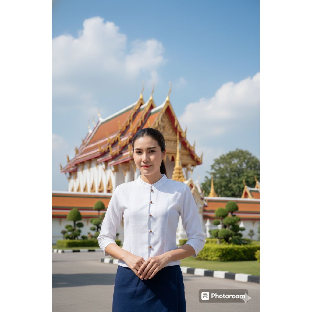 เสื้อผ้าฝ้ายชินมัยคอจีนกระดุมหน้าชายโค้ง
