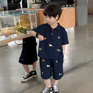 PRINCESS KESLI ชุดเซทเด็กฤดูร้อน 2ชิ้น ลำลอง แฟชั่นเกาหลี เสื้อยืดลำลองกางเกงขาสั้น