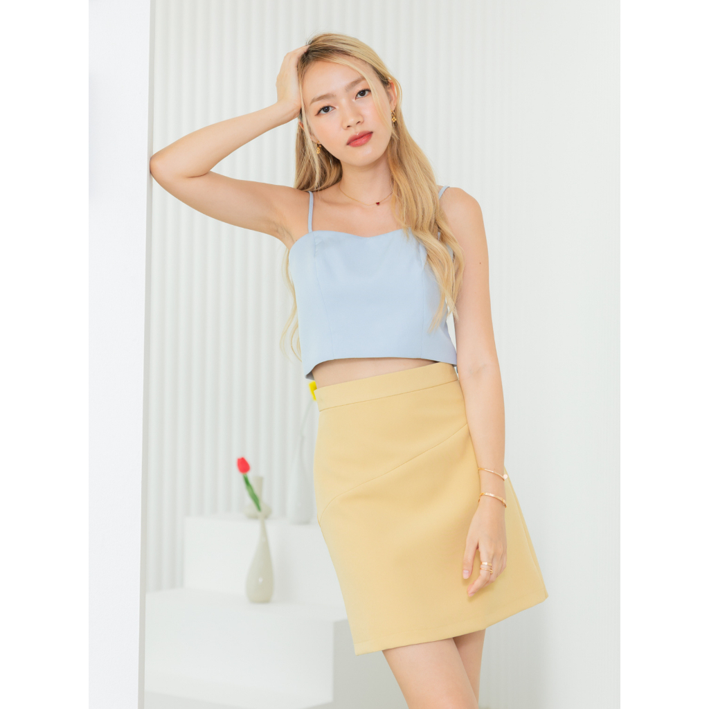 Pixie Skirt (Pastel Yellow Cut) กระโปรงเอวสูง ทรงเอ