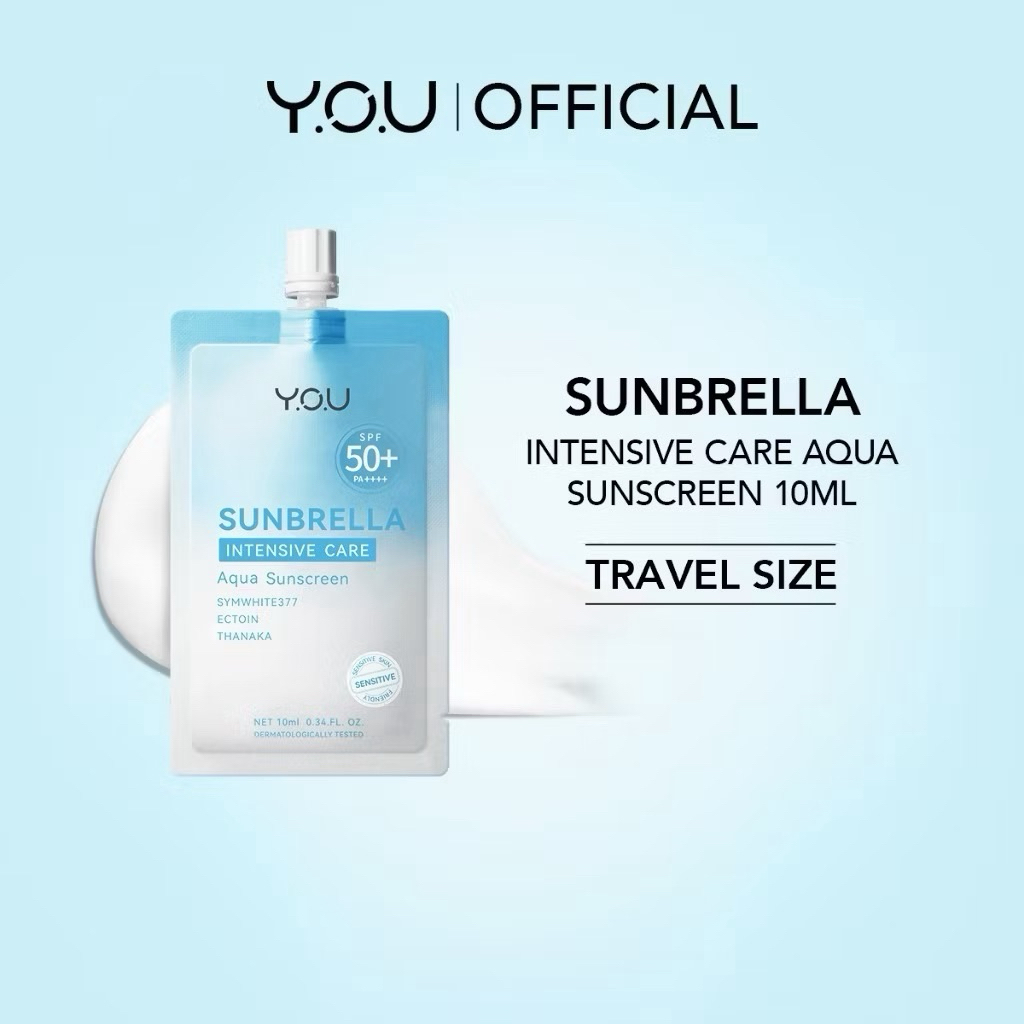 YOU Sunbrella Intensive Care Aqua Sunscreen SPF 50+ PA++++ ครีมกันแดด สูตรอ่อนโยน เหมาะกับผิวแพ้ง่าย ไม่เป็นคราบ