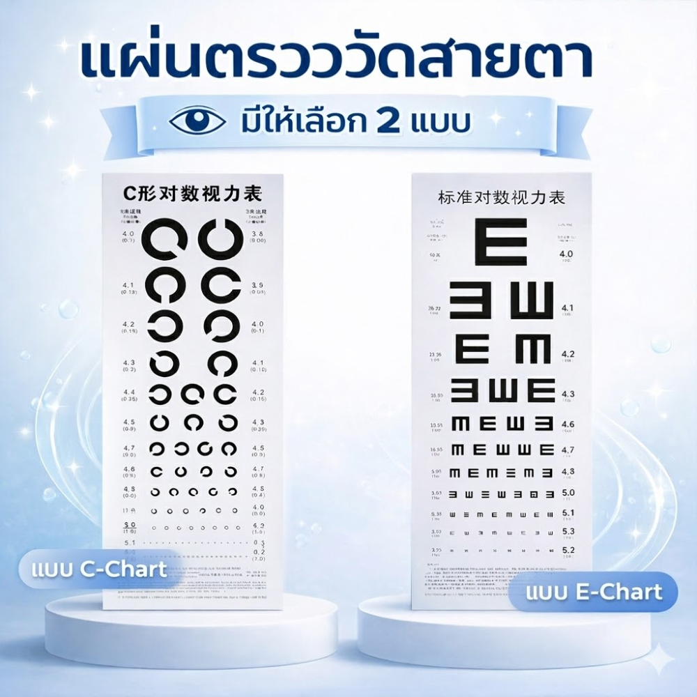 แผ่นวัดสายตารูปตัว C และตัว E ขนาด 25x75 cm.