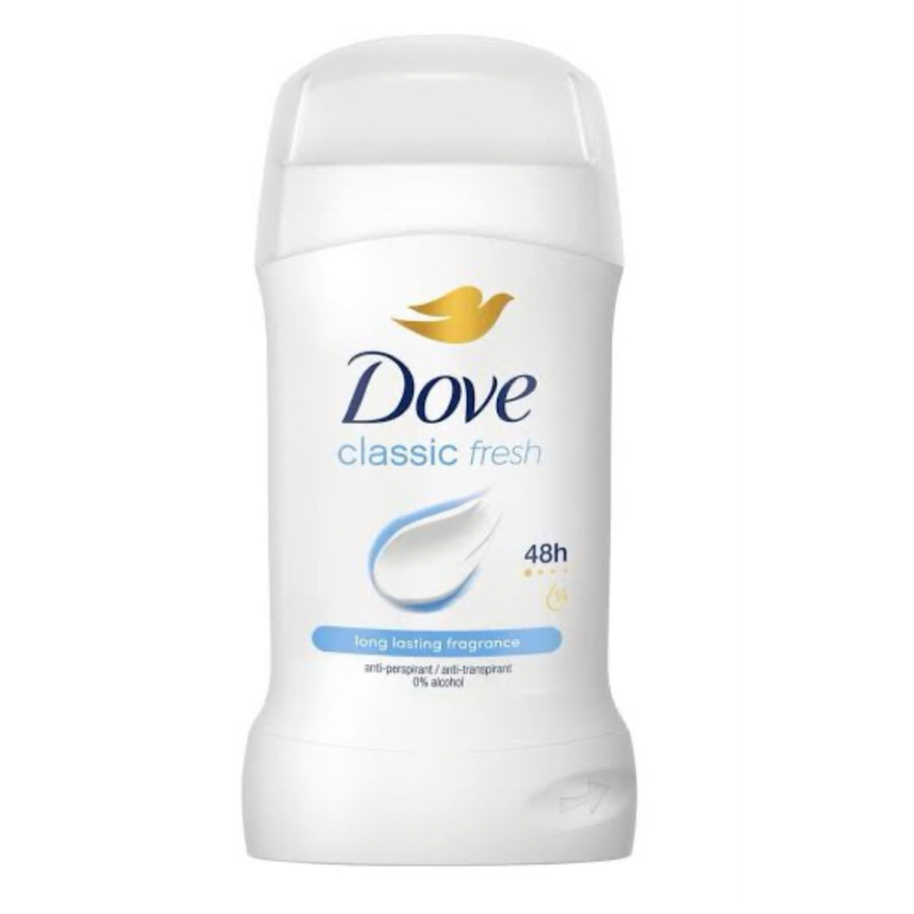 Dove Stick Classic Fresh 0% Alcohol 48 hrs. Anti-perspirant Deodorant Stick 40 g. Long lasting frang