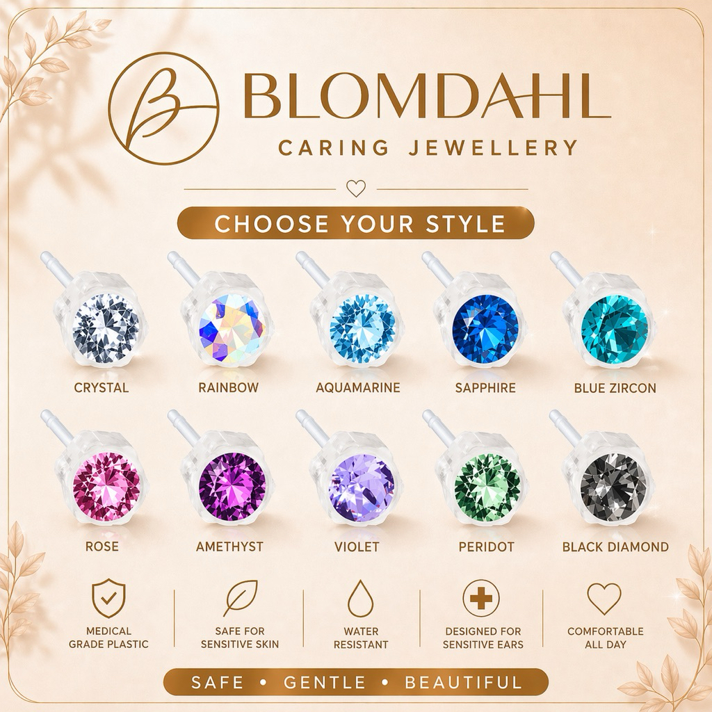 Blomdahl ต่างหูทางการแพทย์ ปลอดภัย คนแพ้ง่าย รุ่น Heart Plastic 6 mm (Nickel Free / Hypoallergenic) Medical Earrings