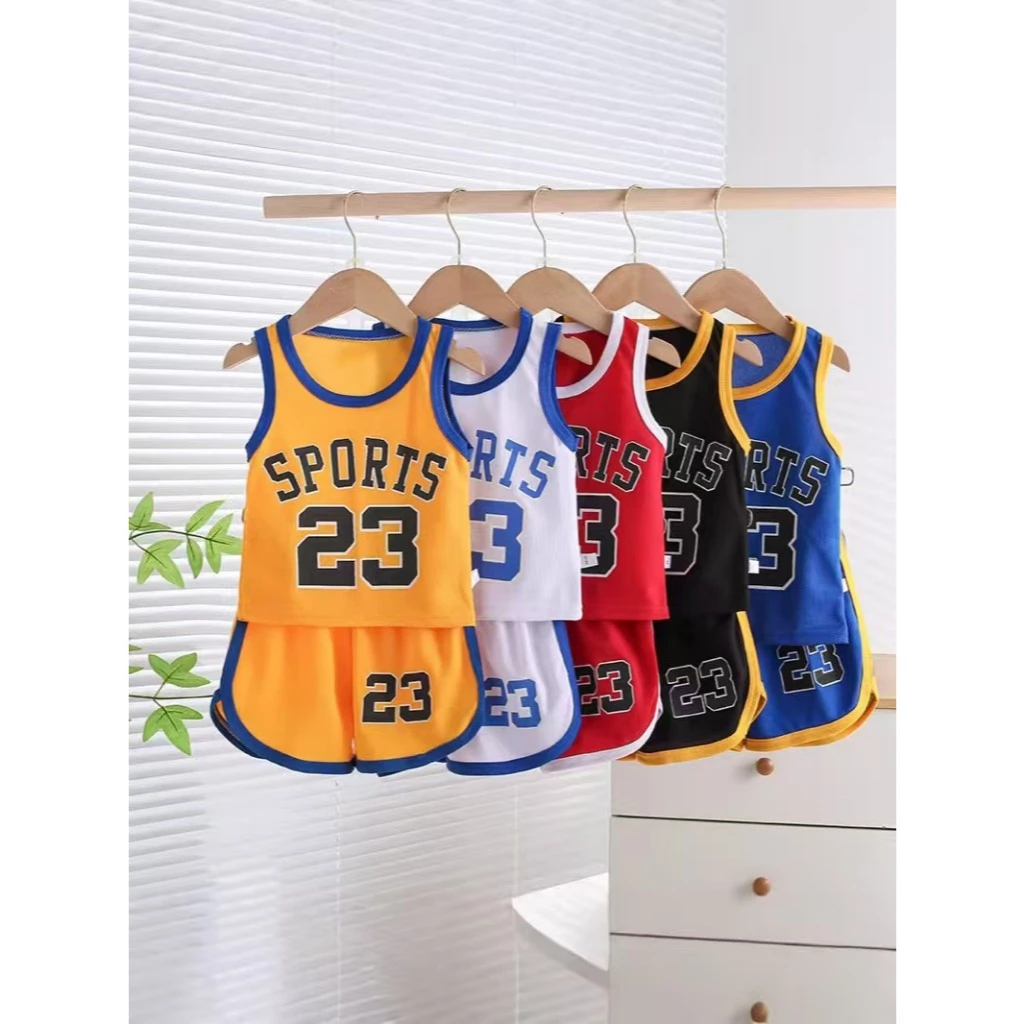 📌พร้อมส่ง📌 ชุดเสื้อเด็กผู้ชาย อายุ 6 เดือน - 6 ปี ผ้าระบายอากาศดี ชุดบาสกีฬาของเด็ก