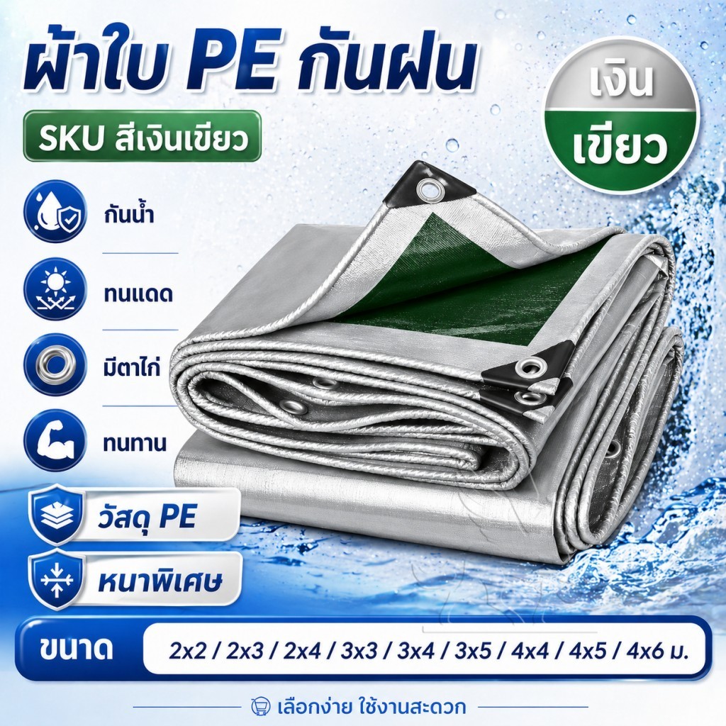 หนาที่สุดในแพลตฟอร์ม หนาขึ้นและทนทาน 30 ปี ผ้าใบกันแดดฝน ผ้ายางกันฝน กันฝน/กันแดด/ทนต่อการฉีกขาด/ทนต่อการกัดกร่อน
