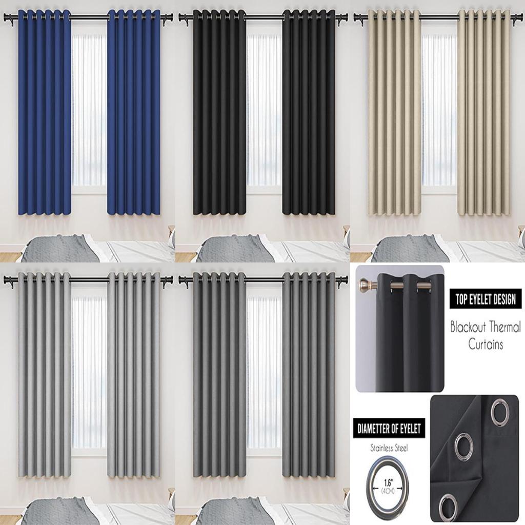 ผ้าม่านกันแสง UV 90% เนื้อหนา สีพื้น สไตล์โมเดิร์น ติดตั้งง่าย ลดร้อนในบ้าน