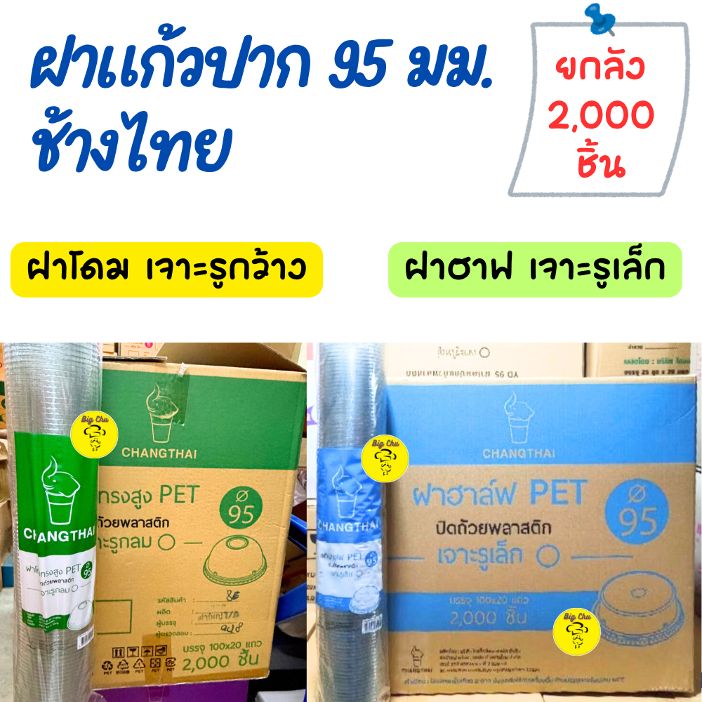 [ยกลัง 2,000 ใบ] ฝาโดม 95 เจาะรู ฝาฮาฟ 95 เจาะรู ช้างไทย