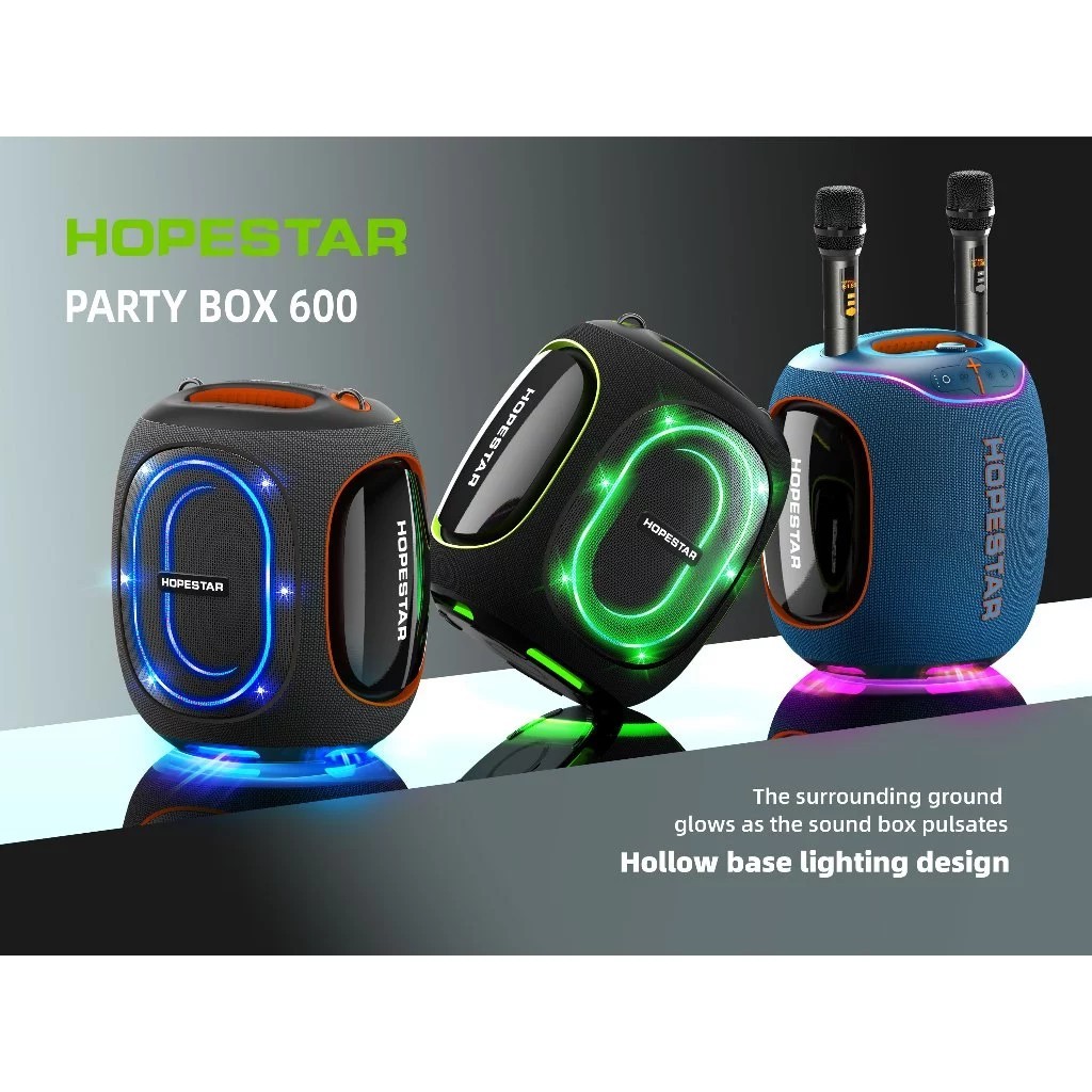 ลำโพงบลูทูธ HOPESTAR รุ่น Party BOX 600 Bluetooth (300 Watt)  ไมค์ลอย2ตัว เบสหนัก ลำโพงพกพา
