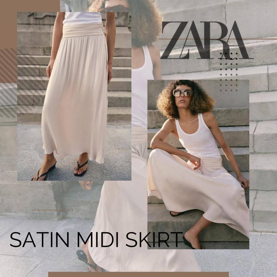ZA-RA 🛍️พร้อมส่งค่ะ🛍️ สวยครบจบในตัวเดียว กับกระโปรงซาตินสุดคลาสสิก พลางหุ่น  ใส่ได้ทุกวัน ทุกโอกาส ✨ เนื้อผ้าดี
