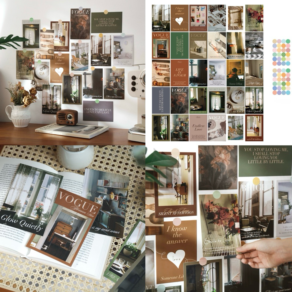 พร้อมส่ง🌿 (เซต 30 แผ่น) โปสการ์ด Cozy Vintage โทนอบอุ่น โปสการ์ดแต่งห้อง รูปติดผนัง ของแต่งห้อง พร็อบถ่ายรูป 76033