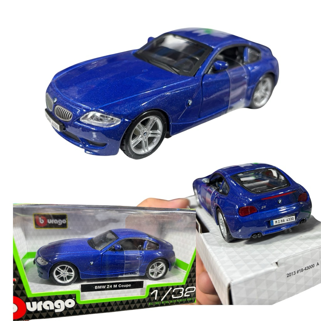 รถ BMW Z4 M Coupe ปี2007 (งานBburagoเหล็กมีกล่อง) สเกล1:32 ประตูเปิด/ปิดได้รายละเอียดสวยสมจริงเป็นงา