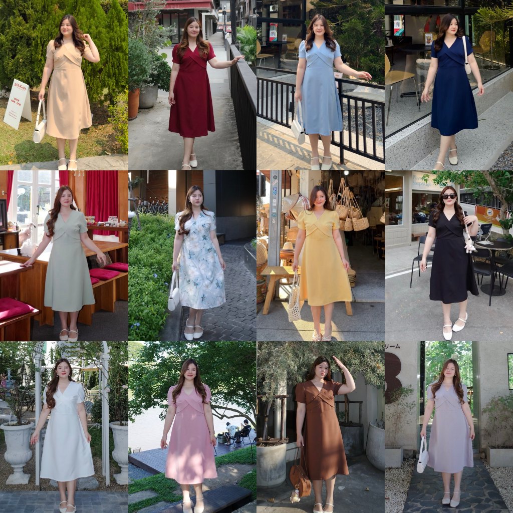 (❤️อกถึง 50") Fallyn Dress เดรสสาวอวบ ชุดสาวอวบ