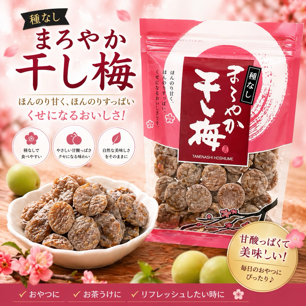 Mellow Dried Plum" จากบริษัท Happy Company ซึ่งเป็นบ๊วยยอดนิยมในญี่ปุ่นที่มียอดขายเกิน 20 ล้านถุ