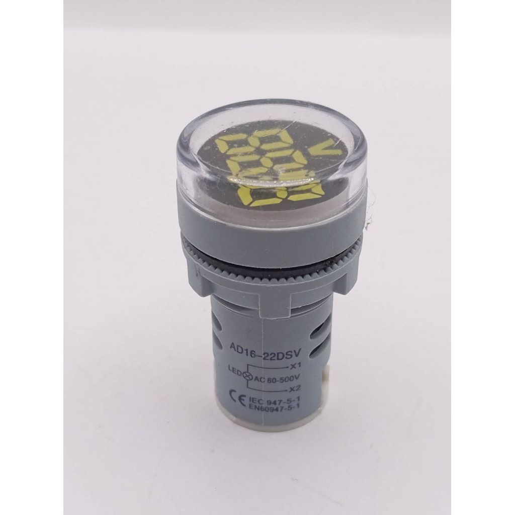 โวลต์มิเตอร์แบบดิจิตอล LED ขนาด 22 มม AC 60-500V AC. สำหรับติดตั้งบนตู้ควบคุมไฟฟ้า