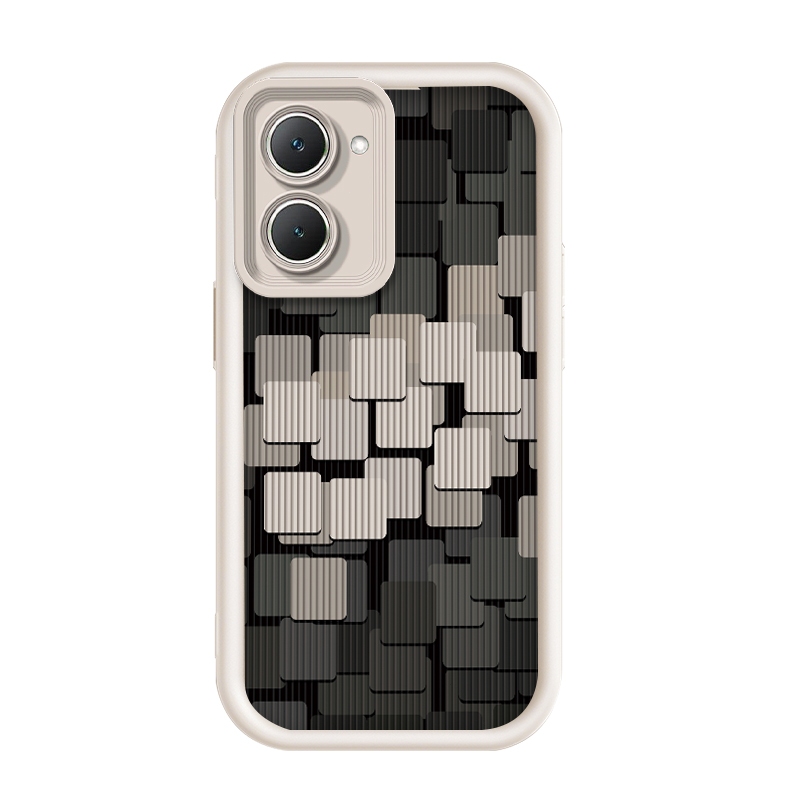 เข้ากันได้ iQOO Z9 Lite/iQOO Z9 Lite 5G,กรณีโทรศัพท์แบบไม่ชนกัน Morandi Grey Geometry Cube