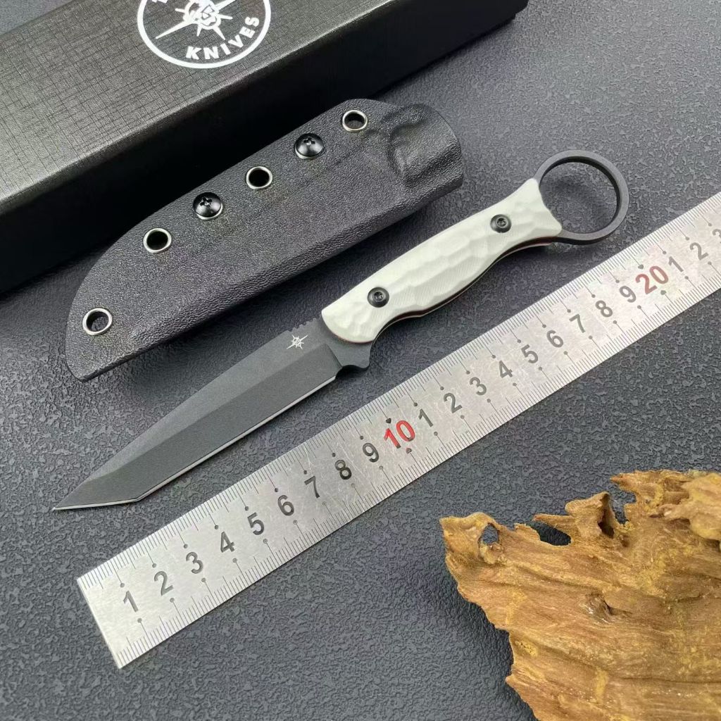 ซานดิเอโก ดวงจันทร์สีขาว แหวนนิ้ว มีดตรง วัสดุตัดขอบ: M390 วัสดุก้าน แผ่นเหล็ก + G10 ความแข็ง: 58-60HRC