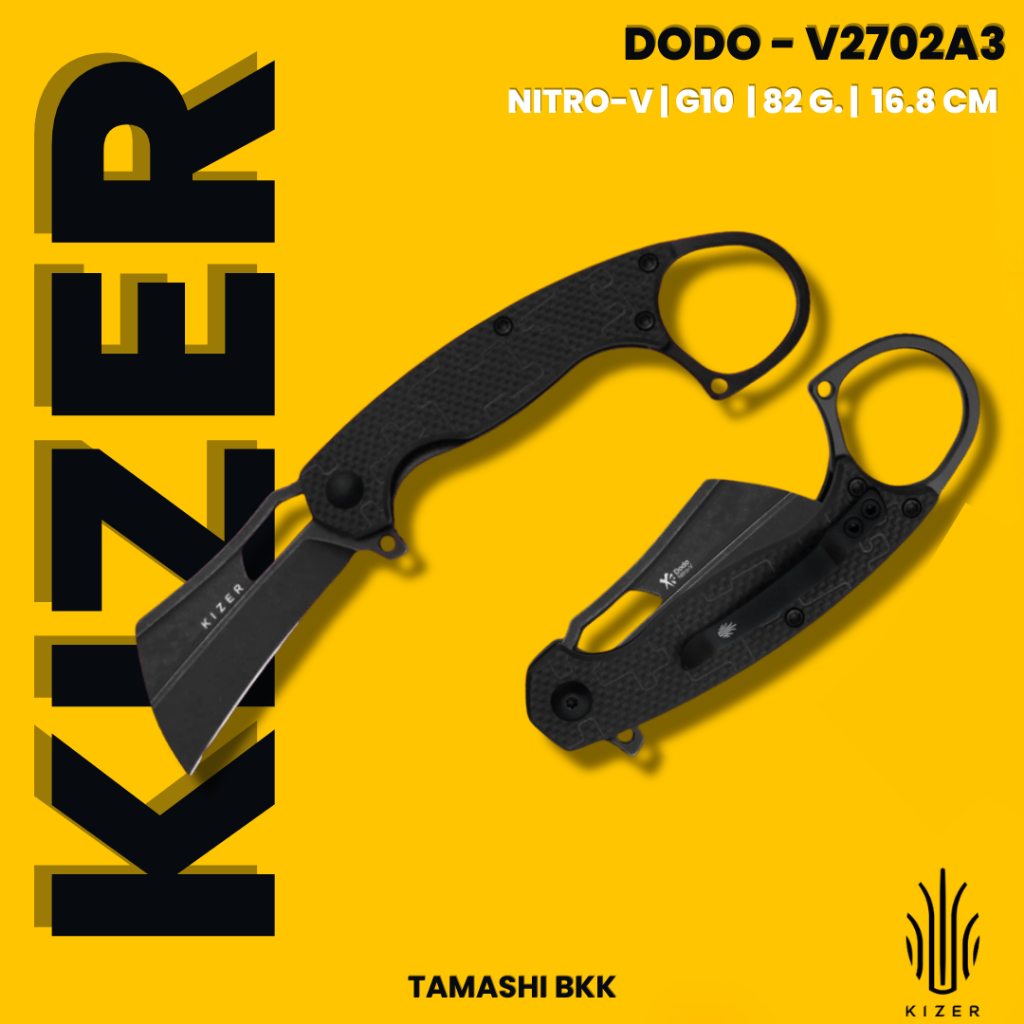 มีดพับ  KIZER l Dodo | Nitro-V | G10 | V2702A3 l ร้านมีดแท้ Tamashi BKK