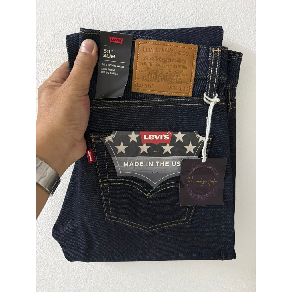 Levi’s 511 bigE premium ริมแดง สลิมฟิต , Made in USA , button 5115 , Size W31 L32 (ขนาดจริงดูตรงรายล