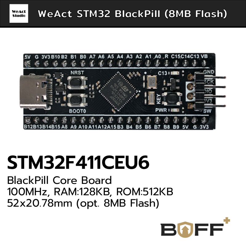 WeAct STM32 BlackPill stm32f411ceu6 (opt. 8MB Flash Memory)