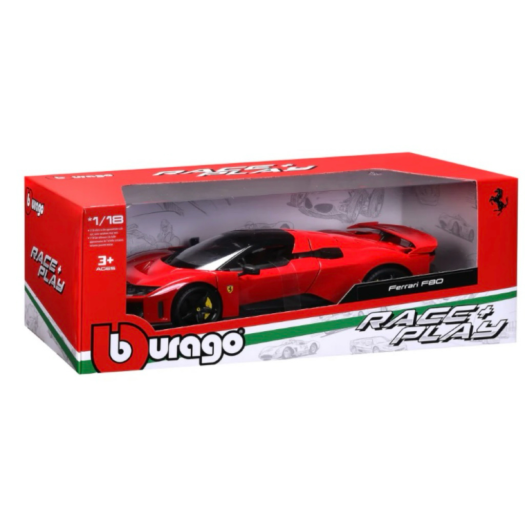 โมเดลรถเหล็ก 1:18 Ferrari Race & Play รุ่น Ferrari F80 [Bburago]