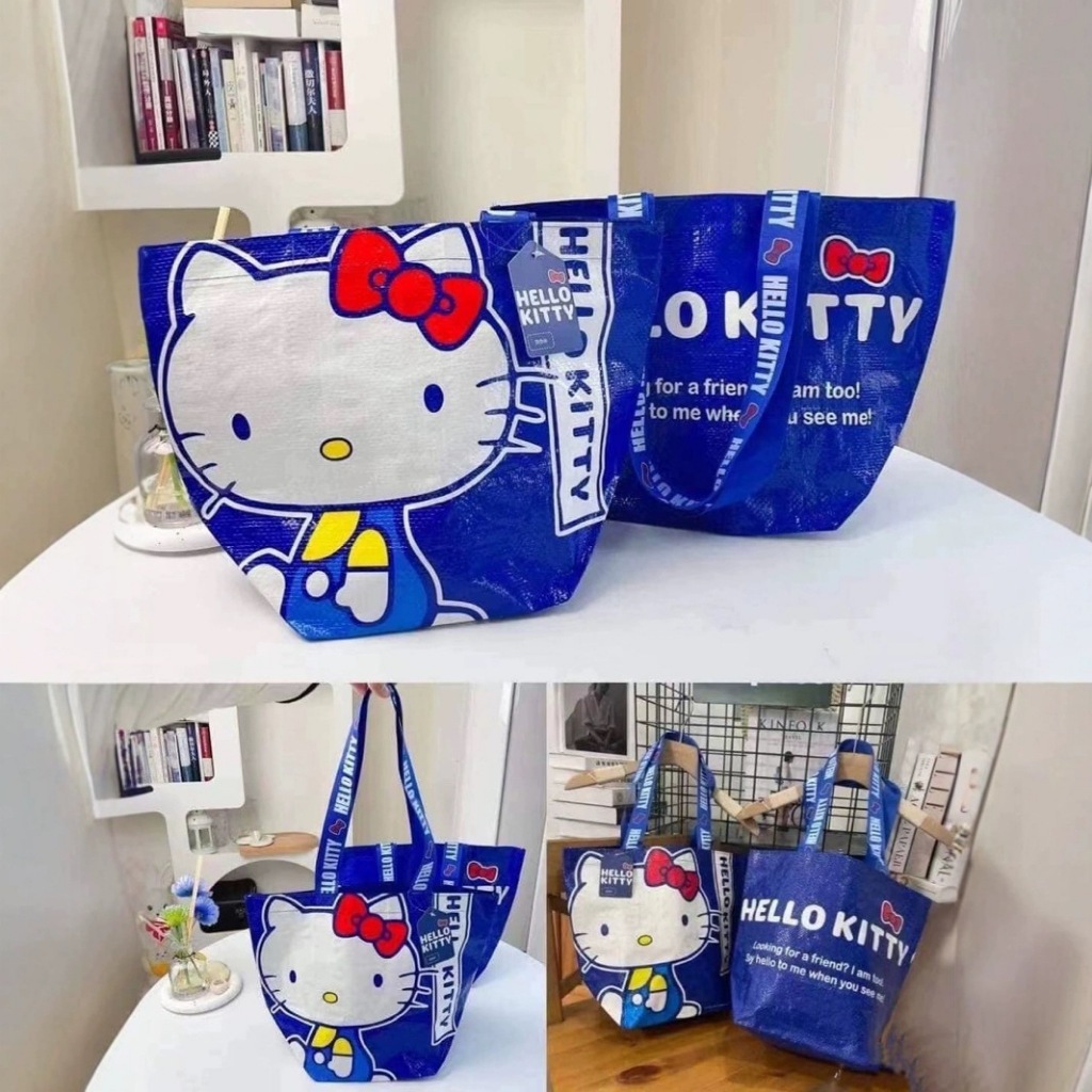 กระเป๋าช้อปปิ้ง กระเป๋ากันน้ำ Shopping Bag ลายการ์ตูน สะพายไหล่ได้ พร้อมส่ง 🍎