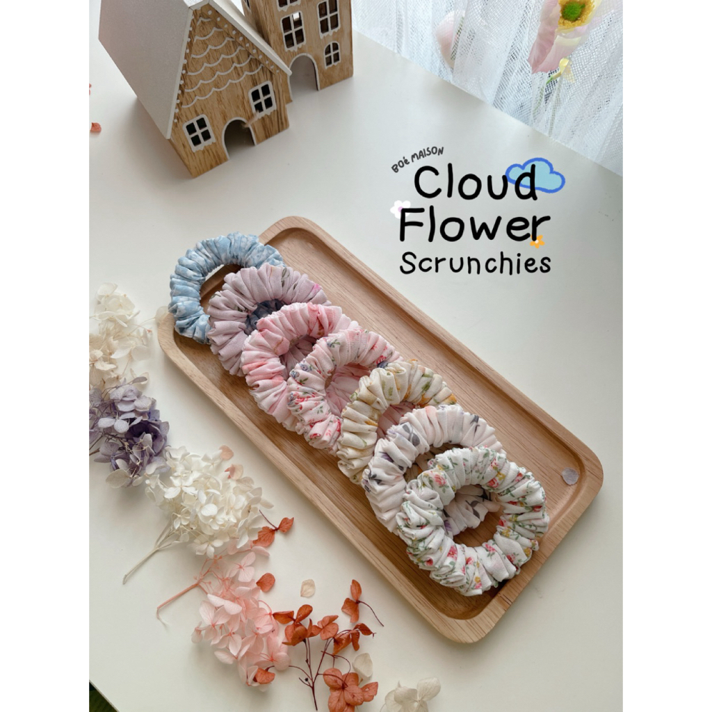 BoéMaison-โบว์มัดผม-Cloud Flower Scrunchie รุ่นใจบาง
