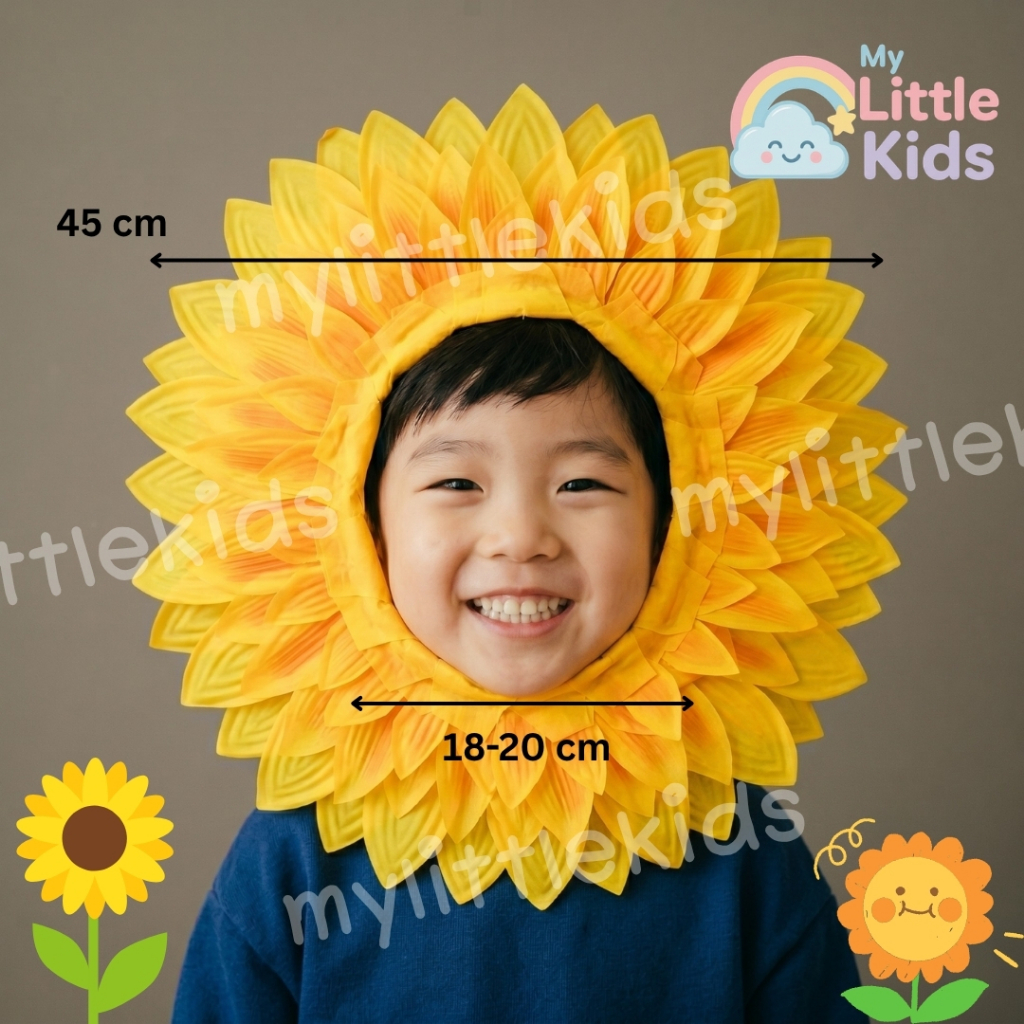หมวกหน้ากากดอกทานตะวัน 45 ซม. เด็ก แฟนซี Fancy Dress ถ่ายรูป งานโรงเรียน ดอกไม้ Sunflower Mask วันเกิด คอสเพลย์