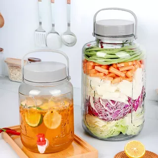ZYNAFA 5L/10L/16Lโหลแก้ว โหลบ๊วย โหลเหล้าบ๊วย ขวดโหลดองผลไม้ สามารถใช้เป็นภาชนะเก็บของหรือขวดดองที่มีหูหิ้วได
