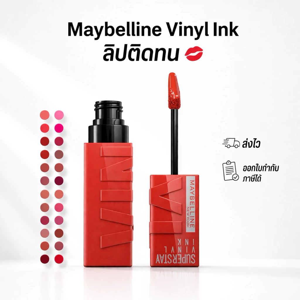 ลิปเมย์เบลลีน ซุปเปอร์สเตย์ ไวนิลอิงค์ Maybelline Vinyl ติดทน16ชม.MAYBELLINE SUPERSTAY VINYL INK