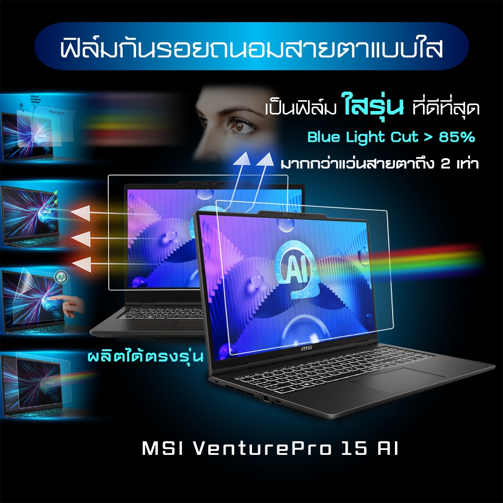 Maximum ฟิล์มกันรอยหน้าจอ คอม โน๊ตบุ๊ค รุ่น MSI VenturePro 15 AI  ขนาด 15.6 นิ้ว 34.5x19.6 ซม.