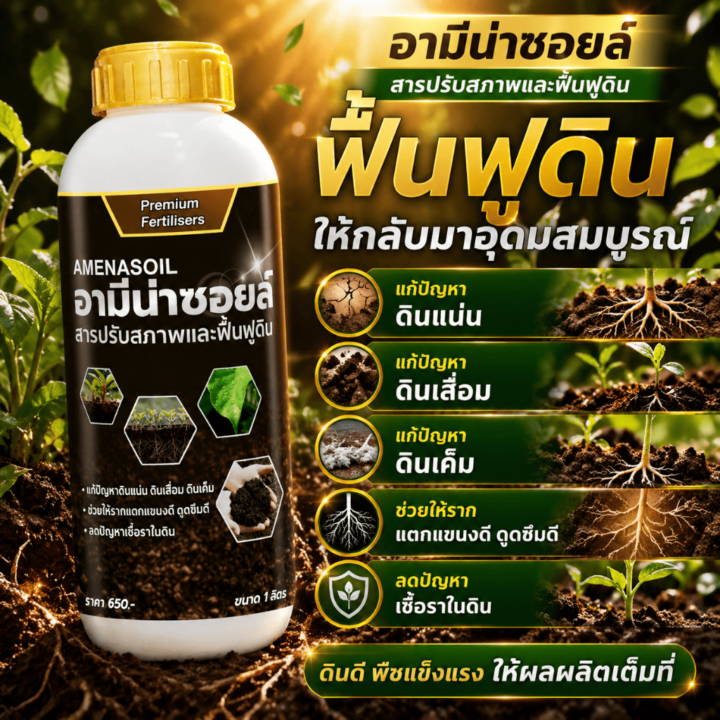 ปรับสมดุลค่า pH ดิน ลดปัญหาดินแข็ง ลดปัญหาเชื้อราและโรคที่เกิดจากดิน พืชแข็งแรง โตไว รากเดินดี 1ลิตร
