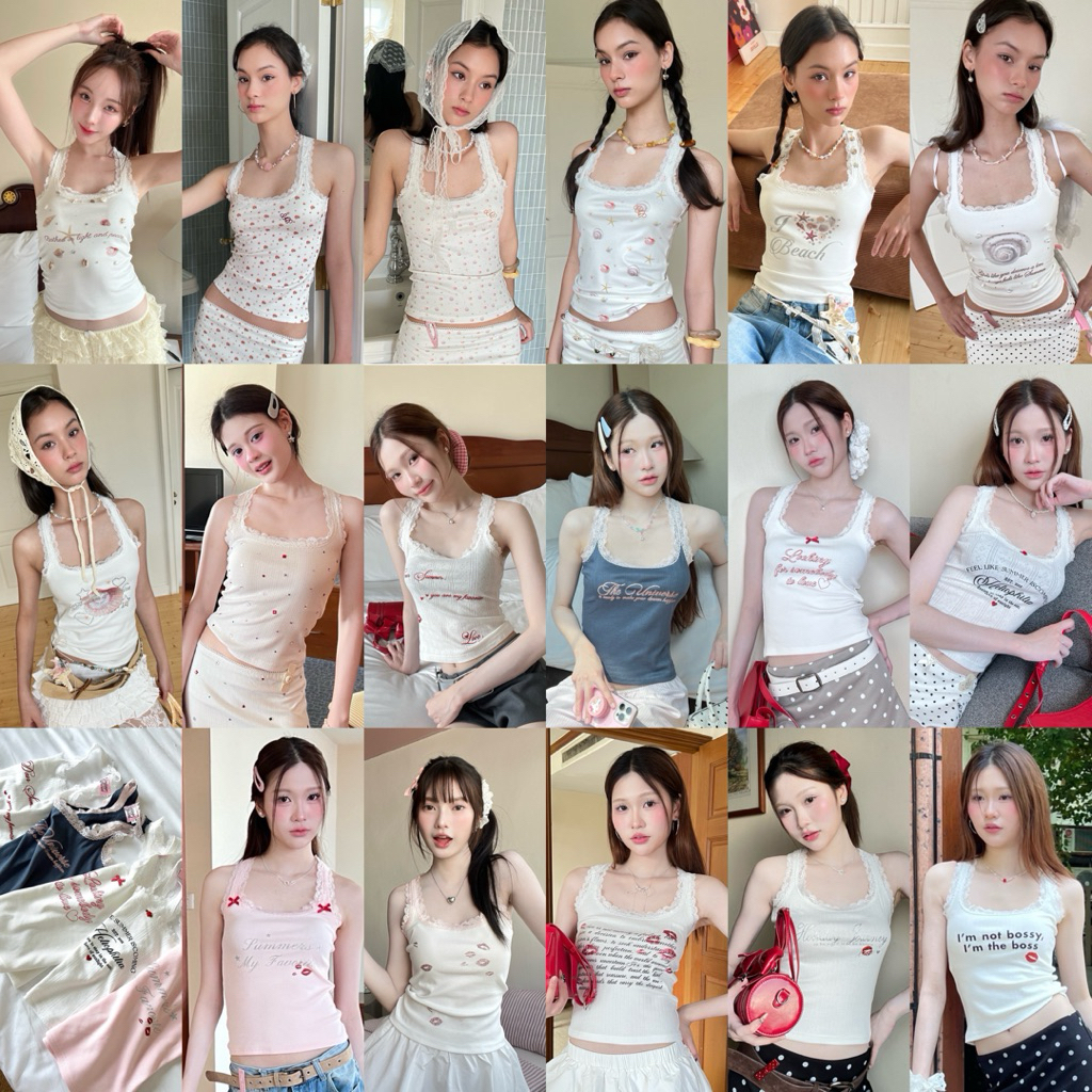Cintage♡ CT2070 แขนกุดemmie3010 🎀 #ลายเพิ่ม