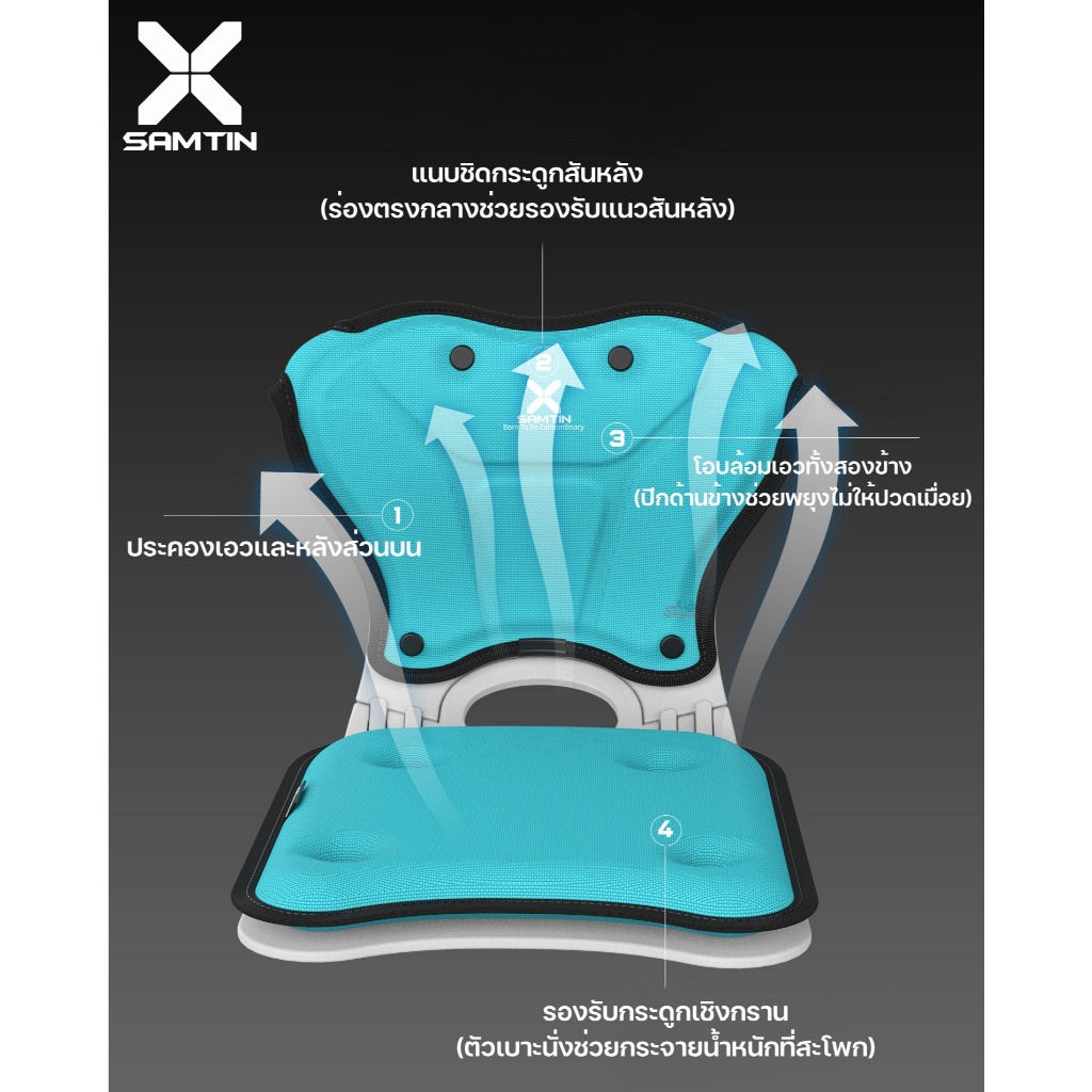 เบาะรองนั่งเสริมแบบมีพนักพิงพับ X SAMTIN สำหรับติดตั้งบนกระติก ลดอาการปวดหลังระหว่างนั่งตกปลานาน ๆ — صورة 4
