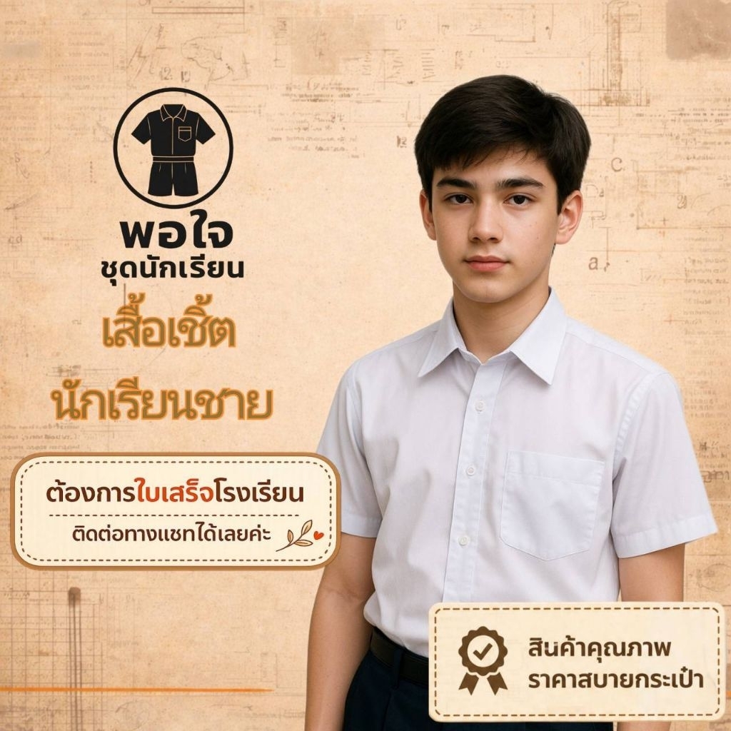 เสื้อเชิ้ตนักเรียน เสื้อนักเรียนชาย ชั้นประถมศึกษา ชั้นมัธยมศึกษา