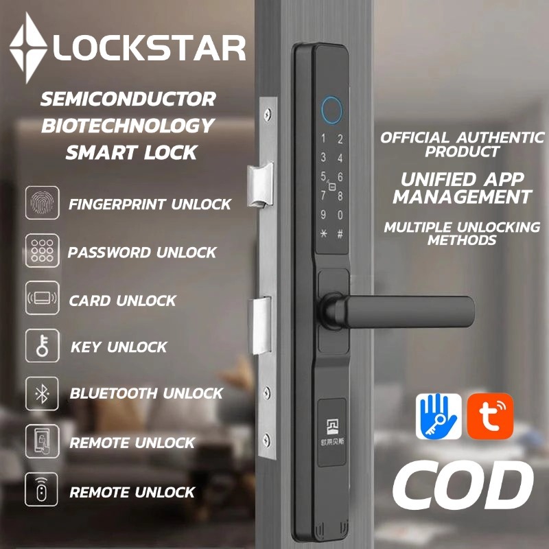 กลอนประตูดิจิตอล Smart Door Lock กลอนประตูบานกลอนประตูดิจิตอล กันน้ำ ภายนอก บานเลื่อน บานสวิง ฟังก์ช