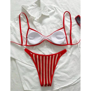 𝑴𝑨𝒀𝑼 𝑺𝑼𝑴𝑴𝑬𝑹 ✨พร้อมส่ง👙🔥บิกินี่ลายทางทรงฮิตp