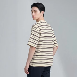 B&R เสื้อยืดลายทาง T-shirt ลูกสุนัขน่ารักพิมพ์ลาย ทรงหลวม สไตล์เกาหลี สีตัดกัน ระบายอากาศได้ดีใส่สบาย แมทช์ง่ายประจำวัน