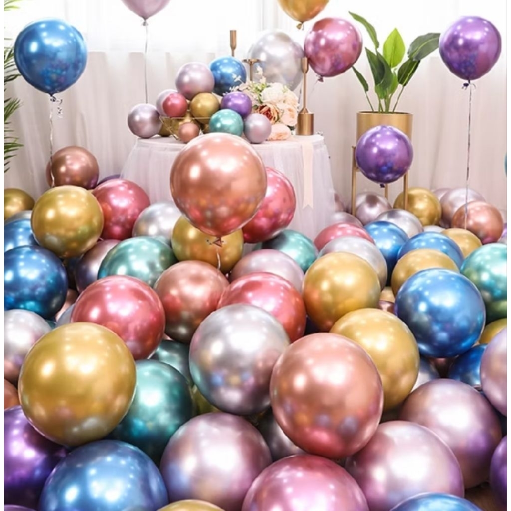 ลูกโป่งยางเนื้อหนา (Latex Balloons) - เมทัลลิก สีสันสดใส เกรดพรีเมียม 10นิ้ว ส่งจากไทย