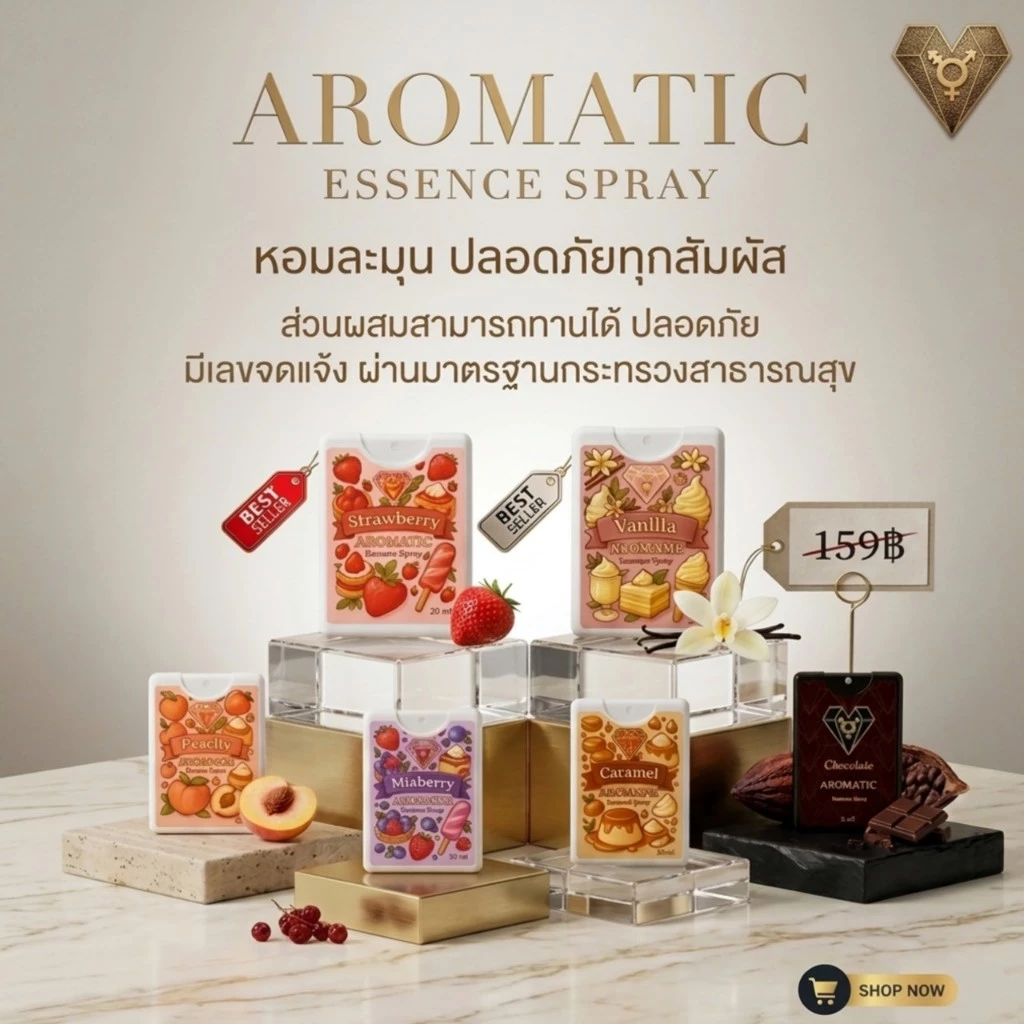 Aromatic Essence Spay - เพิ่มความหอมหวานให้จุดซ่อนเร้น 3 กลิ่นสุดฮอต [ปลอดภัยทุกสัมผัส100]