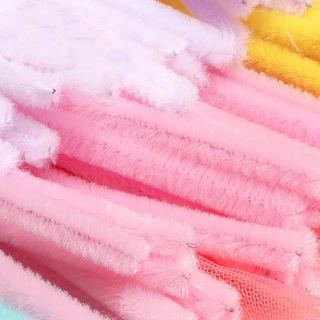 ลวดกำมะหยี่ DIY 100 ชิ้น สีมาการอง ขนนุ่ม Chenille Stem สำหรับงานประดิษฐ์ ทำดอกไม้ ของเล่นเด็ก แฮนด์เมด