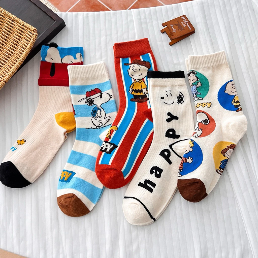 !!!พร้อมส่งจากไทย!!! ถุงเท้าผ้าฝ้าย ลายการ์ตูน snoopy สำหรับผู้หญิงและผู้ชาย น่ารักใส่สบาย นุ่ม อย่างดี