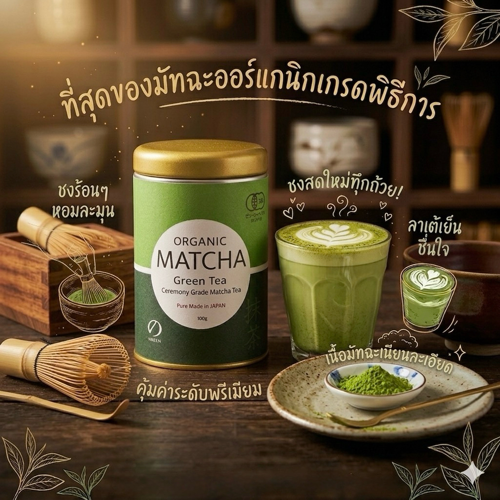 ‼️ของแท้จากญี่ปุ่น‼️ORGANIC MATCHA เมือง UJI เมืองที่ขึ้นชื่อเรื่องชาเขียว ตัวนี้หอมมาก🏆มัทฉะเกรดสำหรับพิธีชงชา🏆