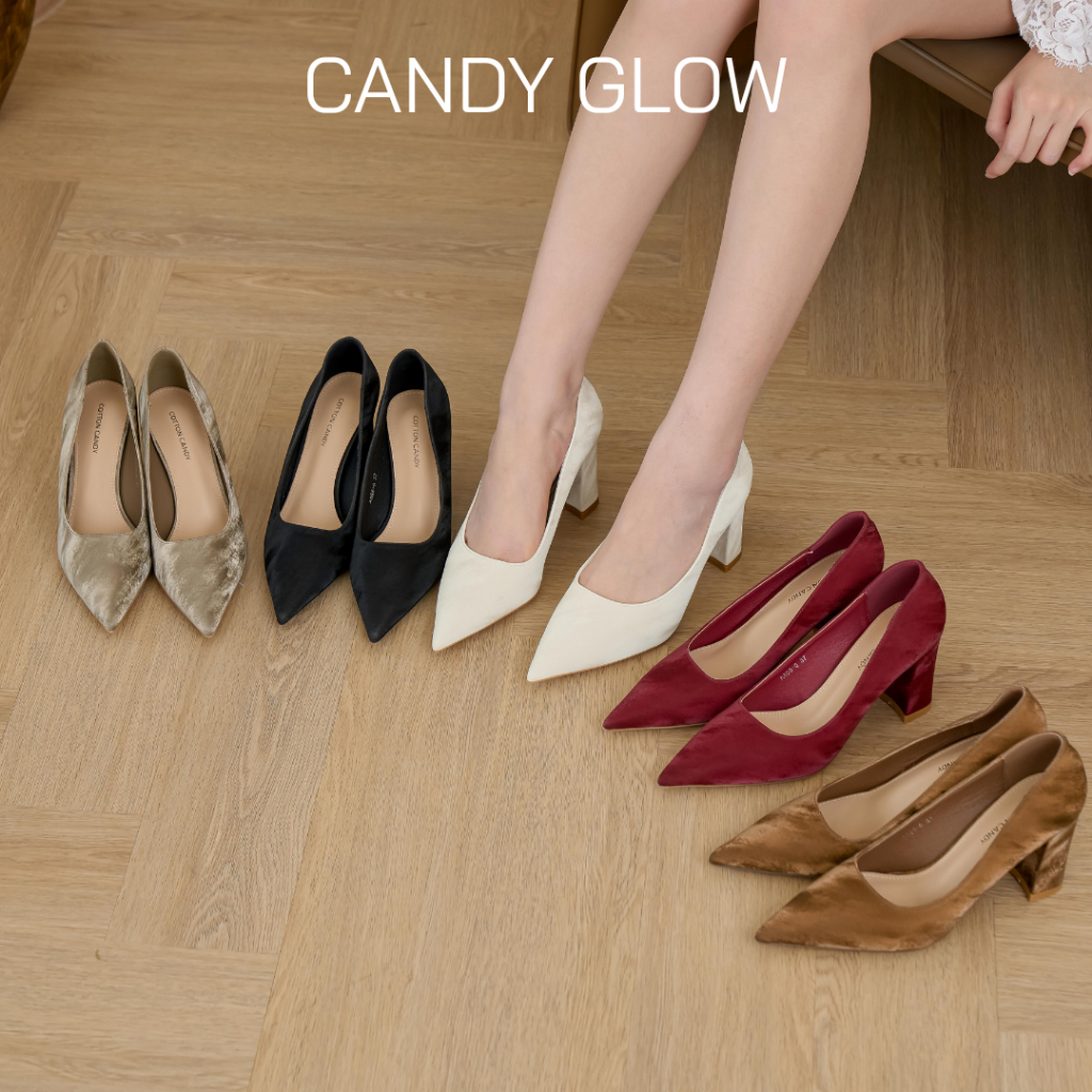 CCS - รองเท้าส้นสูง รุ่น Candy Glow เสิมส้น 3 นิ้ว  ดีไซส์เรียบ ให้ลุคสุภาพ แต่ยังคงความหวานแบบมีสไตล์ (A666-6)